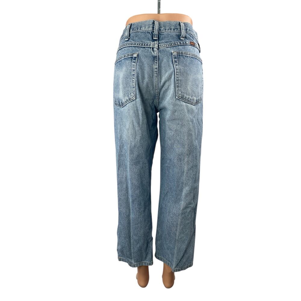 Rustler Women's Blue High Waisted Wide Leg Baggy Crop Denim Jeans Size 34x29 - Picture 2 of 5